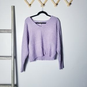 SINCERELY JULES PURPLE V-NECK SWEATER SIZE LARGE